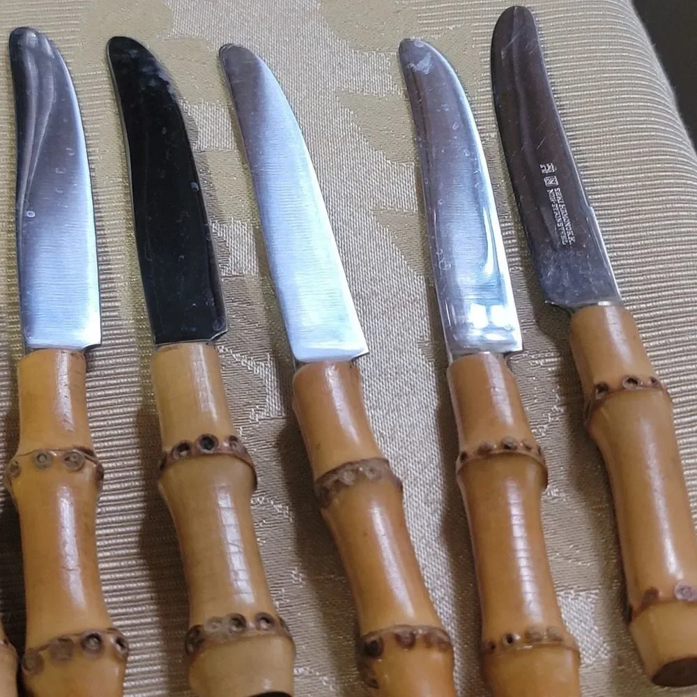 Seki Hamono KK Bamboo Handle Knives Set of 6 Cocktail/Appetizer New, old stock